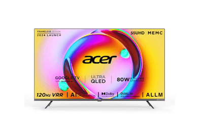 acer 139 cm (55 inches) Super Series 4K Ultra HD Smart QLED Google TV AR55QDXGU2875AT (Black)