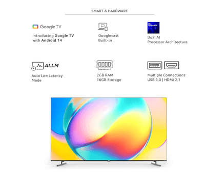 acer 164 cm (65 inches) Super Series 4K Ultra HD Smart QLED Google TV AR65QDXGU2875AT (Black) 2024 Model