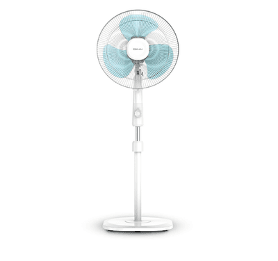 Bajaj Armor Series Fuzion 400mm Pedestal Fan for Home | DuraBreeze Pro Technology | Surge Protection | 100% Copper Motor | High Air Delivery | 3 Years Warranty 【White & BlueTint】