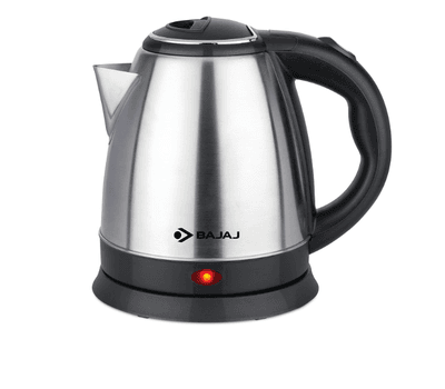 Bajaj KTX 1.5 Litre DLX Electric Kettle | 1350W Kettle With Stainless Steel Body | Cordless Operation | Auto Shut-Off Mechanism | 2-Yr Warranty 【Silver & Black】