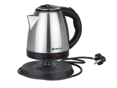 Bajaj KTX 1.5 Litre DLX Electric Kettle | 1350W Kettle With Stainless Steel Body | Cordless Operation | Auto Shut-Off Mechanism | 2-Yr Warranty 【Silver & Black】