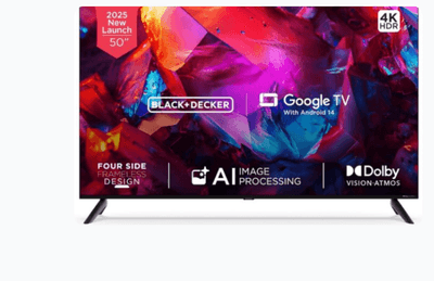 BLACK+DECKER 50-inch Prism Series 4K QLED TV (Model: BXTVGU50UD2875NTIN)