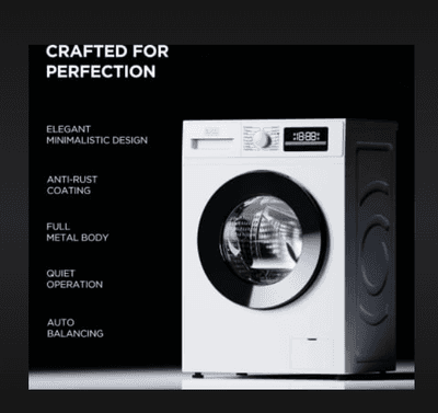 Black and Decker 6.0 Kg 5 Star Fully-Automatic Front Loading Washing Machine(2025 Model, Bxwd01260In, White, In-Built Heater, Steam Wash, Bldc Motor Drive)
