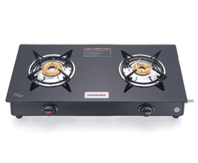 GTSM08 Sowbaghya Gas stove 2 Burner Glass Top Gas Stove -Elite 2 years warranty
