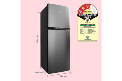 BLACK+DECKER 241L 3 Star Frost Free Double Door Refrigerator (BXRF1F3GHI241IN, Grey Hariline)