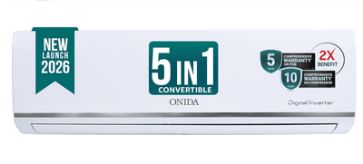 ONIDA 1 Ton 3 Star, New Star Rated, Inverter Split AC (Copper, Convertible 5-in-1, Fast Cooling at 55 °C, Deep Frost Clean, Turbo Flush Technology, IR123MGSP,White)