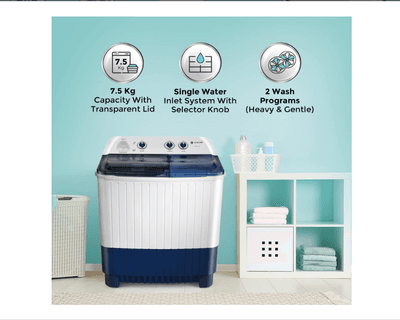 Singer Maestro Ultima 7.5 Kg Semi-Automatic Top Loading Washing Machine (White/Blue)