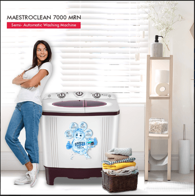 SINGER Maestroclean Washing Machine 7 KG (Semi Automatic Top Load Maroon & White)