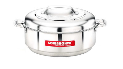 SOWBAGHYA Stainless Steel Solid Casserole, (Silver, 1500 ml) Silver Stainless Steel Solid Casserole | Hot Pot for Meal chapati Curry roti | Dishwasher Safe