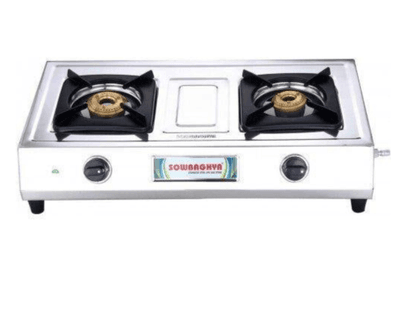 Sowbaghya Gas stove 2 Burner Stainless Steel Gas Stove 2 years warranty(SSGS01 )