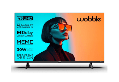 Wobble 108 cm (43 inches) K Series 4K UHD Smart LED TV with Google TV 5.0 (Black) WB43UDAGU2875D25