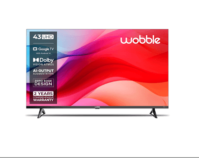 Wobble 108 cm (43 inches) P Series 4K UHD Smart LED TV with Google TV 5.0 (Black) WB43UDPGU2875BD
