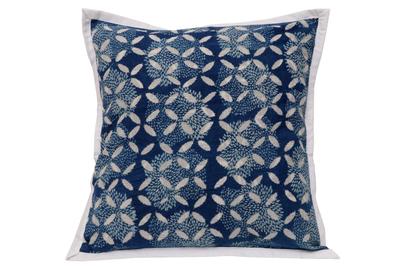 Emb Applique Pure Cotton Cushion Cover Bluish