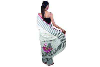 Handwoven Purple Bird Saree