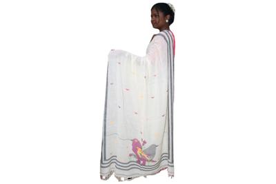 Handwoven Purple Bird Saree