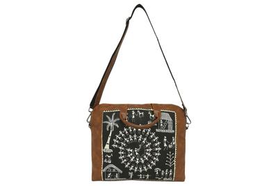 Warli Leather Laptop Bag No.1