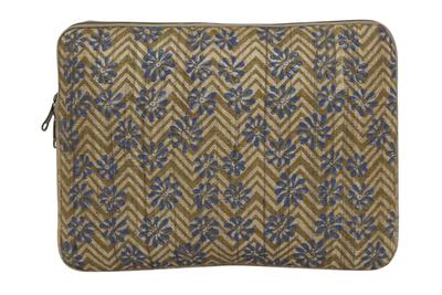 Block Print Tusser Laptop Zig Zag Sleeve Bag