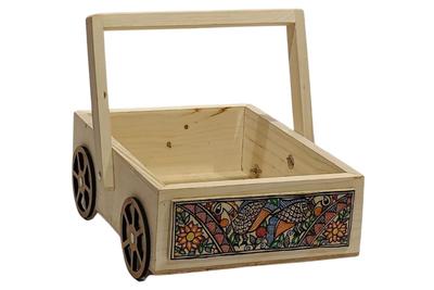 Madhubani Hand Painted Wheel Tray