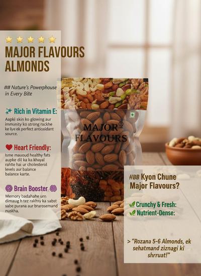 Major Flavour Jumbo American Badam – Extra Large & Crunchy Almonds