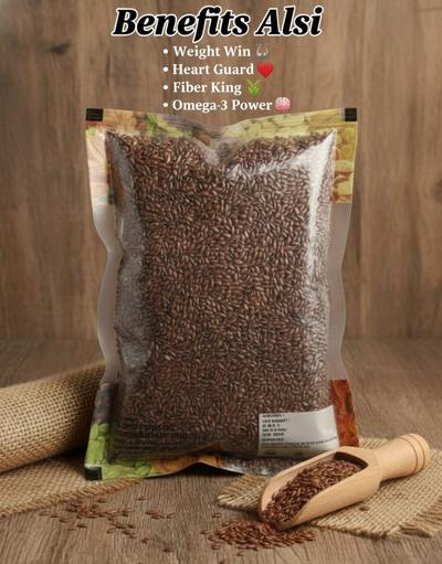Major Flavour Premium Alsi (Flax Seeds) – 100% Raw & Natural Brown Linseed | Richest Source of Plant-Based Omega-3 & Fiber | Superfood for Heart Health & Weight Management