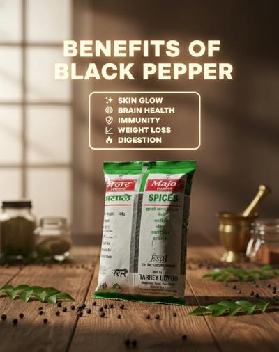 Major Flavour Premium Black Pepper Whole (Kali Mirch) – Peppercorns | 100% Natural & Steam-Washed for Purity | High Piperine Content for Immunity & Metabolism