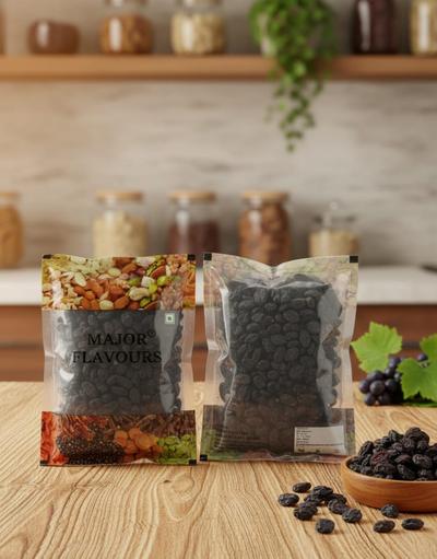 Major Flavour Premium Black Raisins – Kali Kishmish for Glowing Skin & Hair Growth | 100% Natural, Antioxidant Rich & Juicy |  Dried Grapes