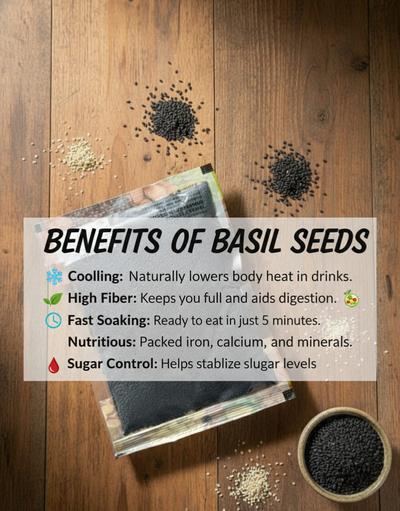 Major Flavour Premium Tulsi Seeds (Basil Seeds) – 100% Natural Tukmaria for Gut Cooling & Digestion | High Fiber & Omega-3 | Ideal for Weight Management & Acidity Relief
