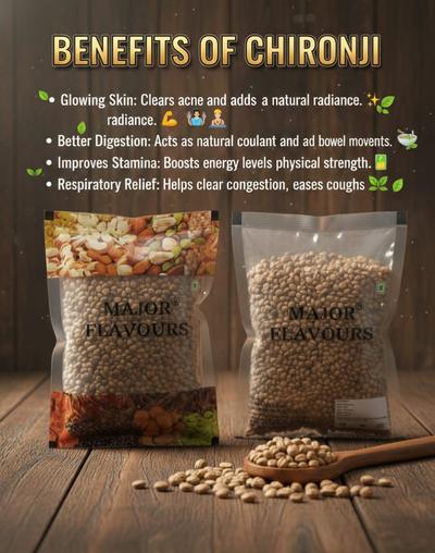 Major Flavour Premium Chironji Seeds (Charoli Dana) –  100% Raw & Natural Almondette Kernels | Rich in Vitamin E for Glowing Skin & Brain Health
