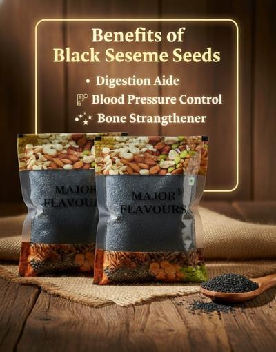 Major Flavour Premium Kale Til | Black Sesame Seeds for Hair Growth & Skin Glow | High-Antioxidant Superfood