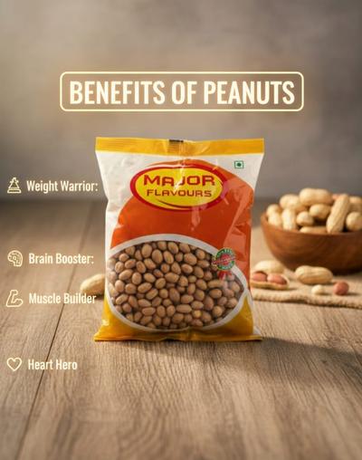 Major Flavour High-Protein Peanuts – Raw Moongphali Dana | Zero Cholesterol & Heart-Healthy Fats | Clean Energy Snack for Muscle Recovery