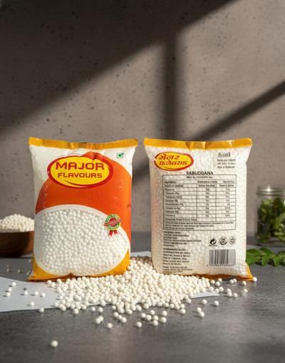 Major Flavour Premium Sabudana (Sago Pearls) – High-Starch Non-Sticky Quality | Perfect for Khichdi & Vada | 100% Pure Tapioca Pearls