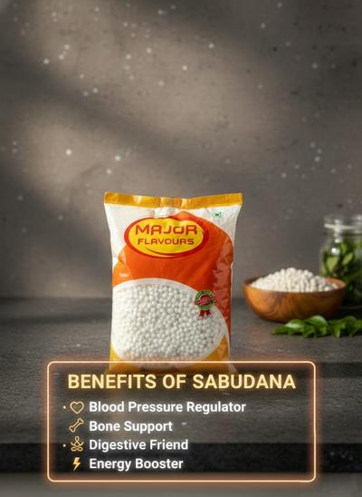 Major Flavour Premium Sabudana (Sago Pearls) – High-Starch Non-Sticky Quality | Perfect for Khichdi & Vada | 100% Pure Tapioca Pearls