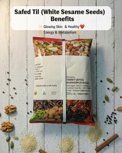 Major Flavour Premium Safed Til | High-Calcium White Sesame Seeds | Natural Zinc & Iron Rich Superfood for Bone Health