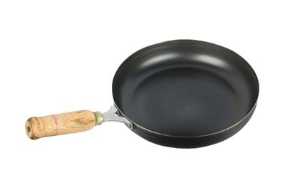 Wooden Handle Iron Frying Pan 8in
