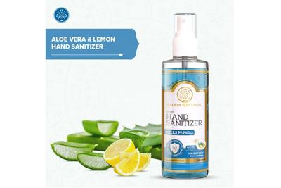 Khadi Natural Hand Sanitizer Aloe Vera & Lemon (70% Alcohol Liquid) Mist Pump