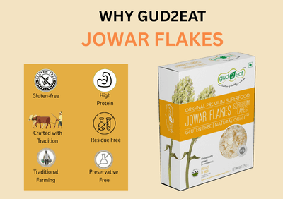 Gud2eat Jowar Flakes | Crunchy & Wholesome | Gluten-Free | Power Breakfast Choice | 250g