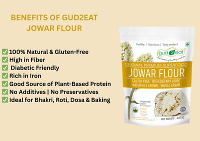 Gud2eat Maldandi Jowar Flour  | Handcrafted, Gluten-Free Goodness | Traditional Stone-Ground |  Natural & Nutritious |– 400g