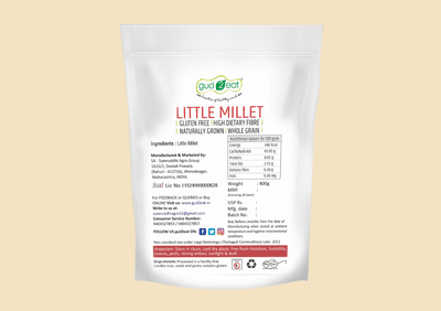 Gud2eat Unpolished Little Millet | High-Fiber | Low GI & Rich in Antioxidants | Easy to Cook & Digest | 400g