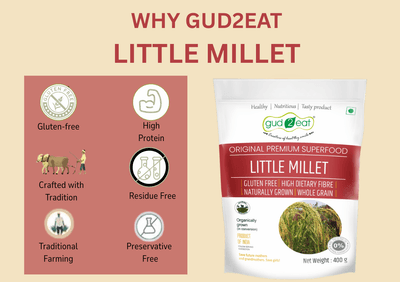 Gud2eat Unpolished Little Millet | High-Fiber | Low GI & Rich in Antioxidants | Easy to Cook & Digest | 400g