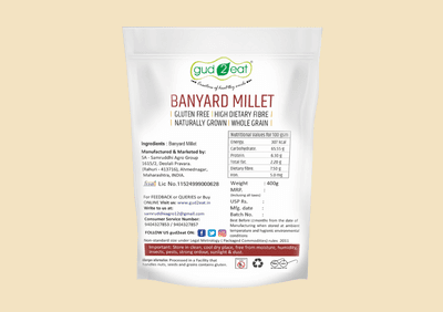 Gud2eat Unpolished Barnyard Millet | Wholesome Ancient Grain | Light, Nutritious & High-Fiber | Easy to Digest |  Gluten-Free | 400g