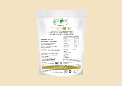 Gud2eat Unpolished Proso Millet | High-Protein Ancient Grain | Traditional Millet, Modern Nutrition | Healthy Carb Alternative | 400g