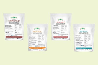 Gud2eat MILLET COMBO 4 ( Foxtail Millet ,Kodo Millet, Little Millet, Banyard Millet ) 4*400g