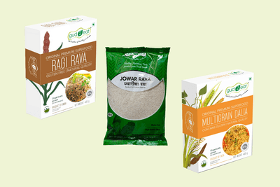 Gud2eat MILLET RAVA'S ( Buy Jowar Rava,Ragi Rava and Get Multigrain Dalia Free)3*400 GM