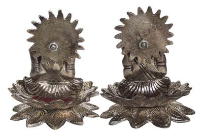 Aluminium Showpiece Lotus LG Silver Pair Statue