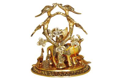 Aluminium Showpiece Laddu Gopal Tree Cow Statue