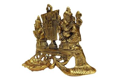 Aluminium Showpiece Laxmi Ganesh Deepak Statue