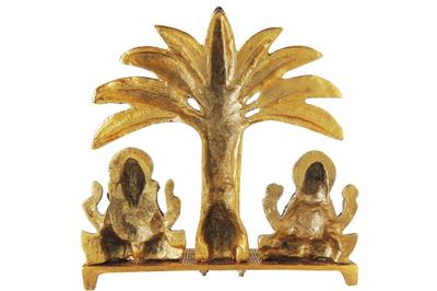 Aluminium Showpiece Laxmi Ganesh With Tree Statue