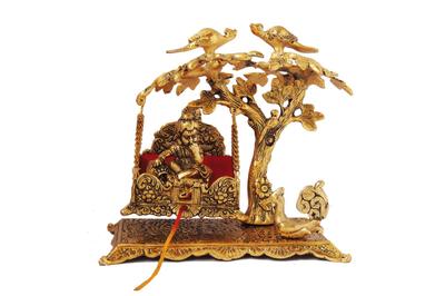 Aluminium Showpiece Laddu Gopal With Jhula