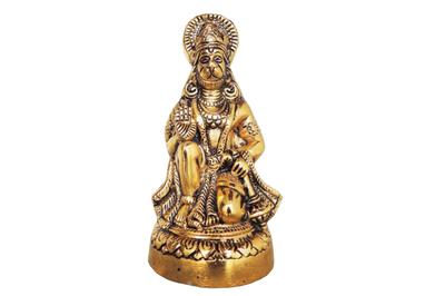 Aluminium Showpiece Hanuman JI Statue With Brass Antique Finish