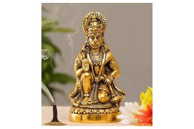 Aluminium Showpiece Hanuman JI Statue With Brass Antique Finish